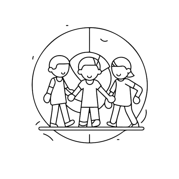 Sketch Hand drawn single line art coloring page kids Day