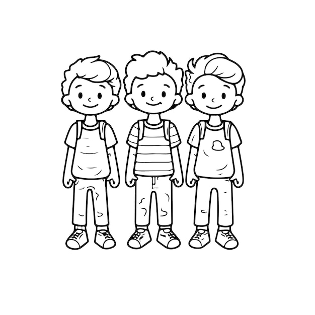 Sketch Hand drawn single line art coloring page kids Day