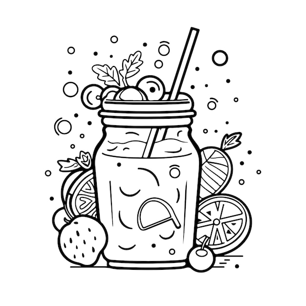 Sketch Hand drawn single line art coloring page line drawing cocktails day