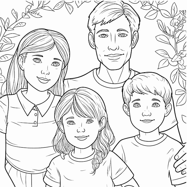 Vettore schizzo disegnato a mano linea singola arte colorazione pagina linea disegno giorno della famiglia