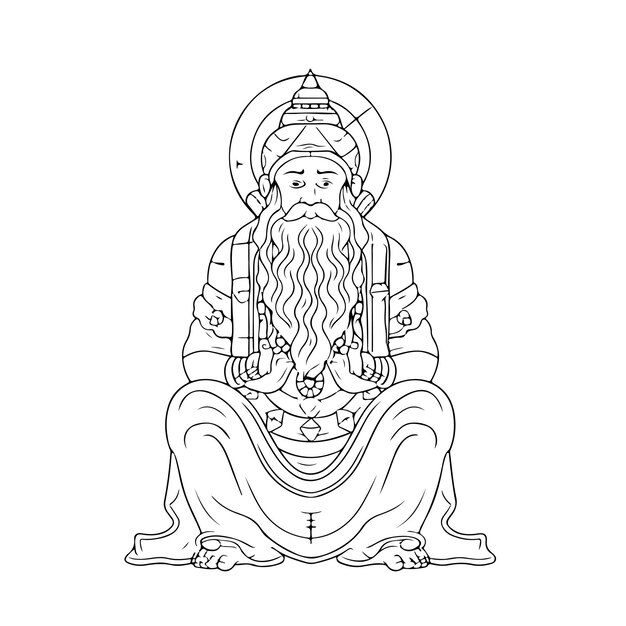 Vettore schizzo disegno a linea singola disegnato a mano da colorare pagina linea disegno guru nanak dev ji jayanti giorno