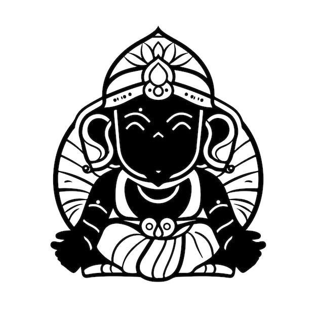 Vector sketch hand drawn single line art coloring page line drawing happy ganesh chaturthi day