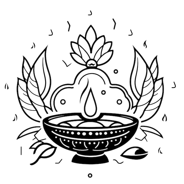 Vector sketch hand drawn single line art coloring page line drawing isolated on white background