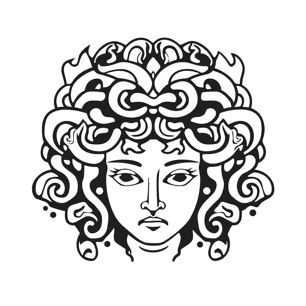 Sketch Hand drawn single line art coloring page line drawing medusa day