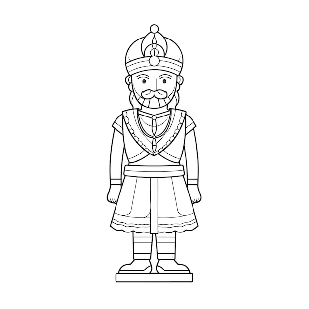 Vector sketch hand drawn single line art coloring page line drawing shivaji day