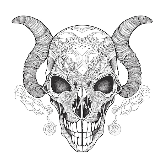 Vector sketch hand drawn single line art coloring page line drawing skull day