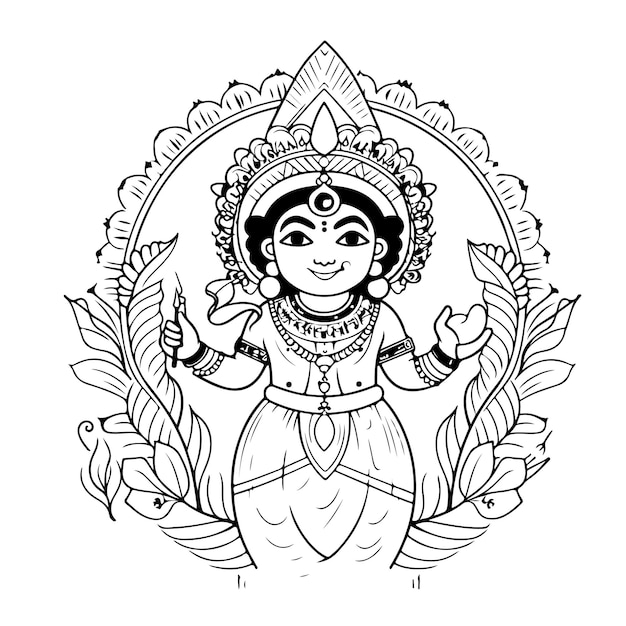 Vector sketch hand drawn single line art coloring page line drawing