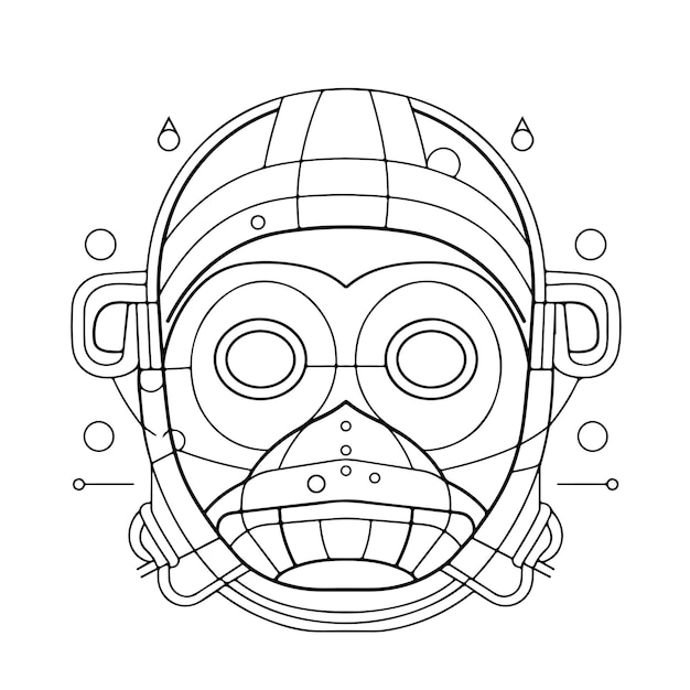 Sketch Hand drawn single line art coloring page mask day