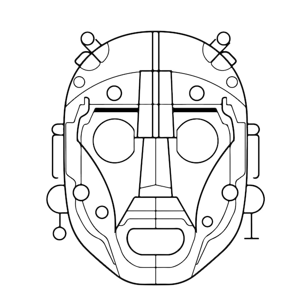 Sketch Hand drawn single line art coloring page mask day