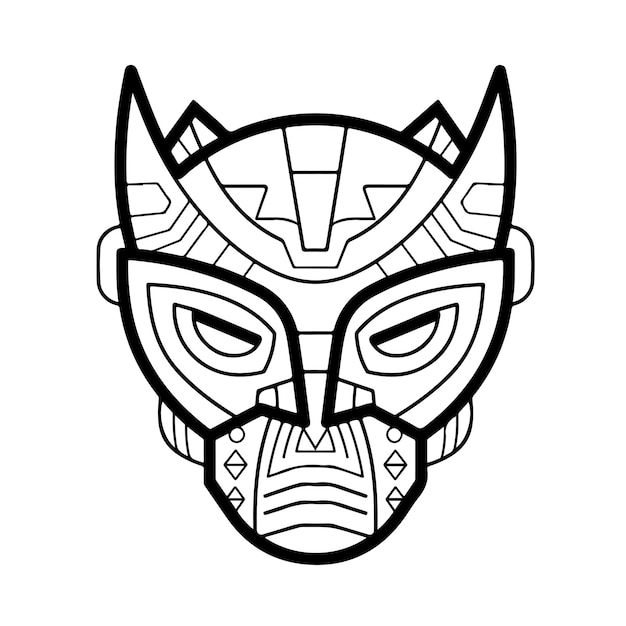 Sketch Hand drawn single line art coloring page mask day