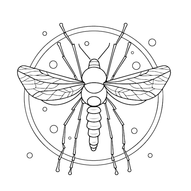 Sketch Hand drawn single line art coloring page mosquito day