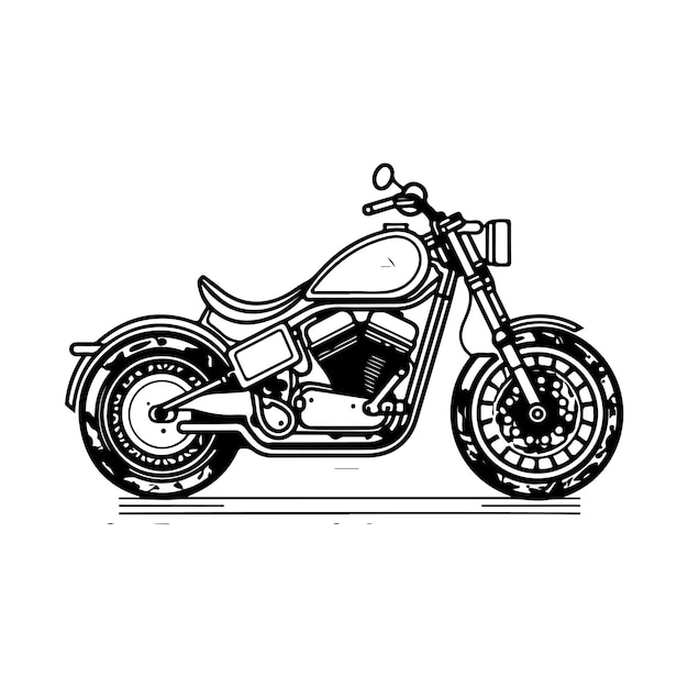 Vector sketch hand drawn single line art coloring page motorcycle day