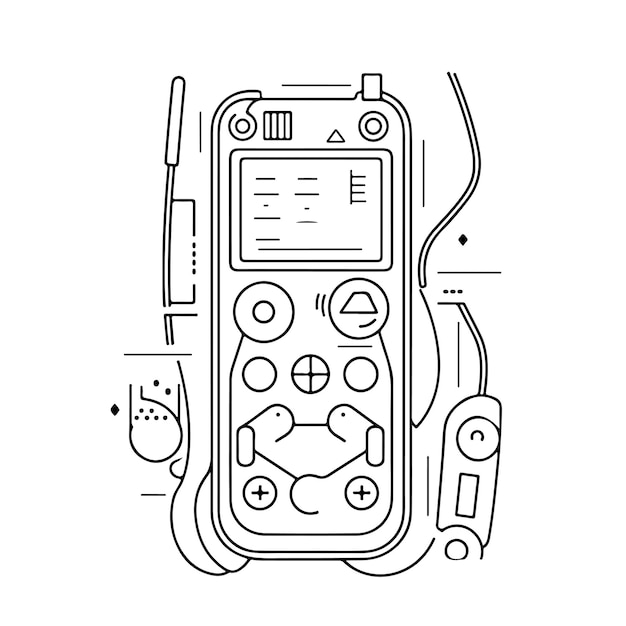 Sketch hand drawn single line art coloring page phone day