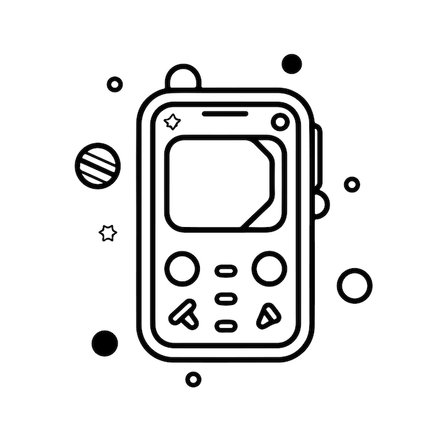 Vector sketch hand drawn single line art coloring page phone day