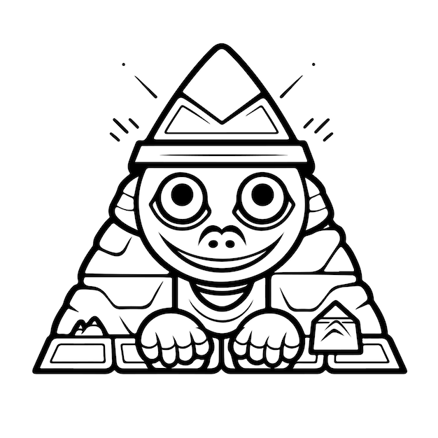 Sketch Hand drawn single line art coloring page Pyramid