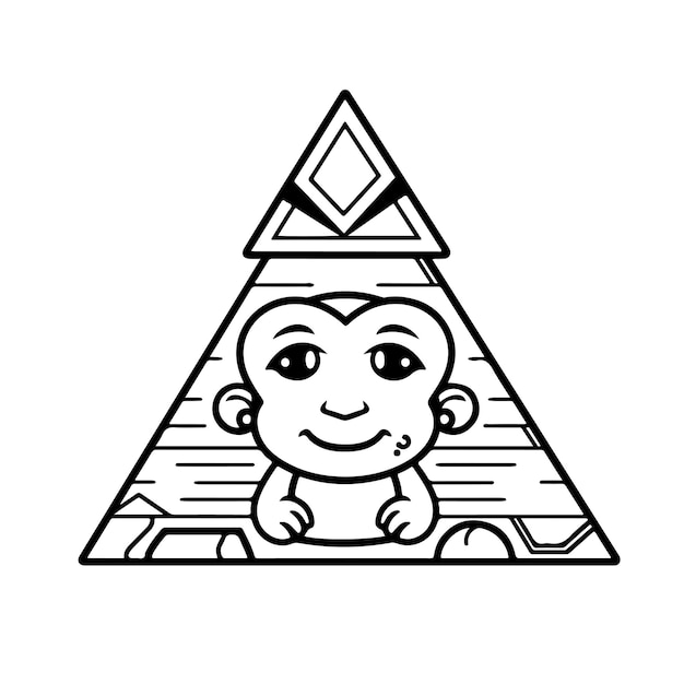 Sketch Hand drawn single line art coloring page Pyramid