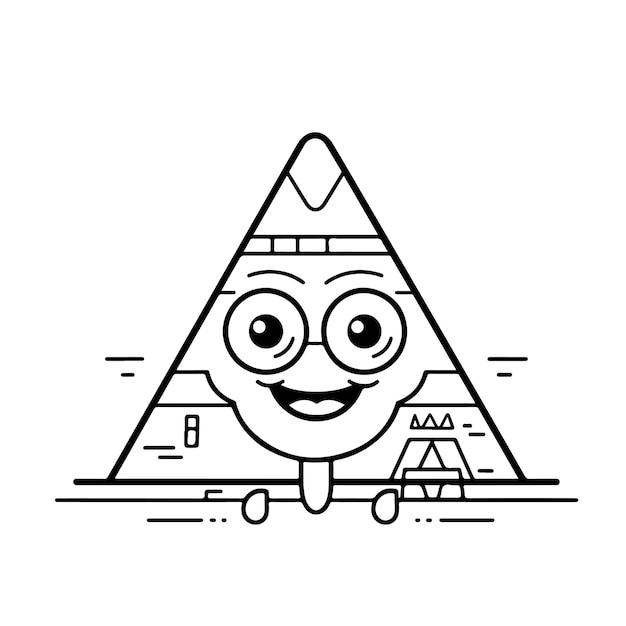 スケッチ手描きの単一ライン アートぬりえページ ピラミッド