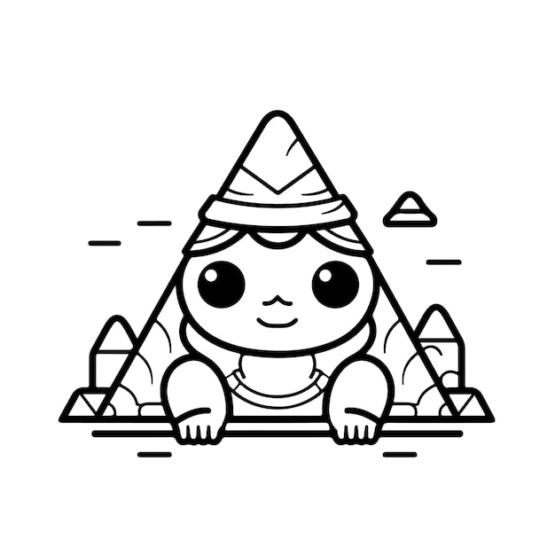 Sketch Hand drawn single line art coloring page pyramid