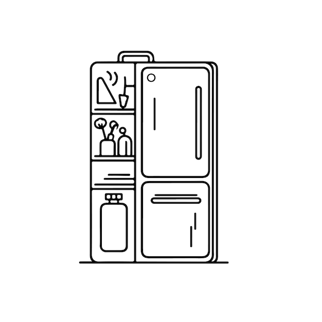 Sketch Hand drawn single line art coloring page refrigerator