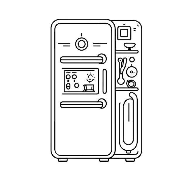 Sketch Hand drawn single line art coloring page refrigerator