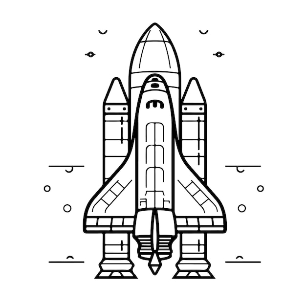 Sketch Hand drawn single line art coloring page rocket day