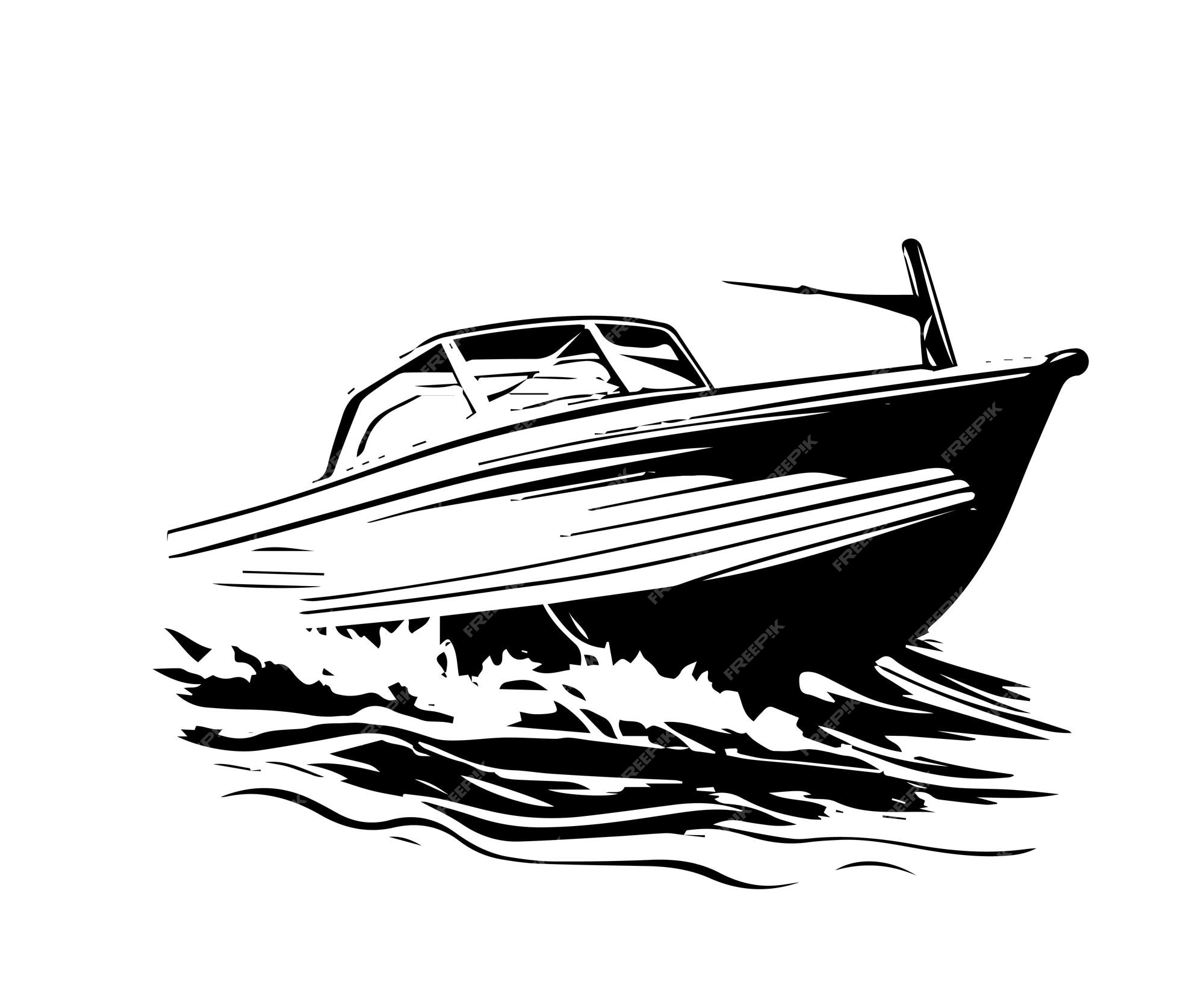 Speed Boat sketch line art illustration 9275558 Vector Art at Vecteezy