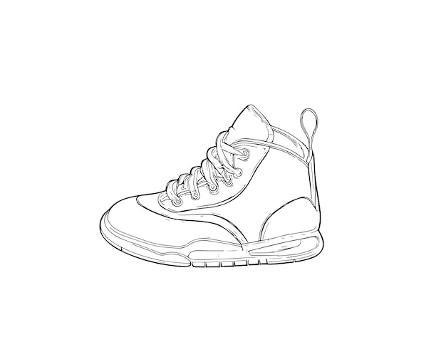 Sketch Hand drawn single line art shoe use for logo poster and background