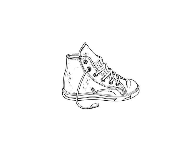 Sketch Hand drawn single line art shoe use for logo poster and background