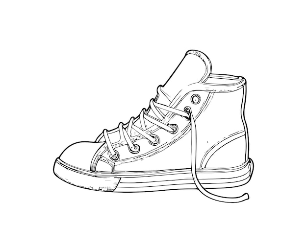 Sketch hand drawn single line art shoe use for logo poster and background