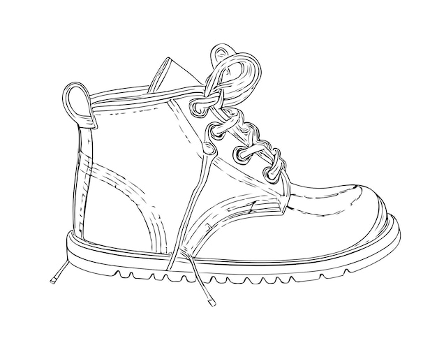 Sketch Hand drawn single line art shoe use for logo poster and background