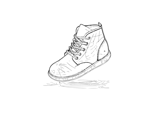 Sketch, Hand drawn, single line art shoe