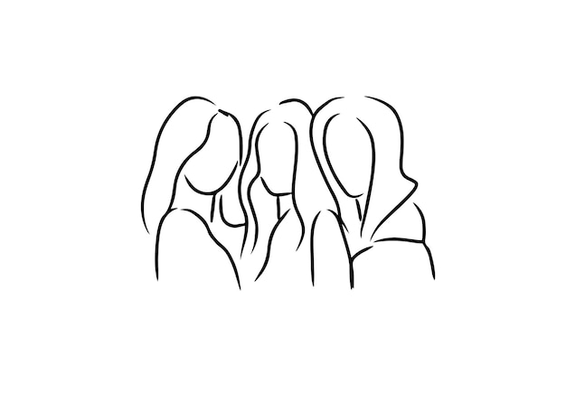 Sketch, Hand drawn, single line art women use for logo poster and background