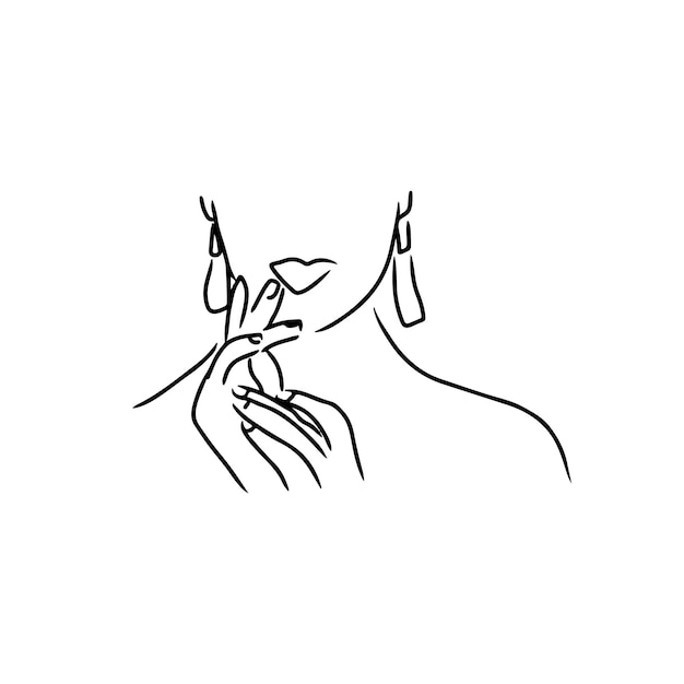 Эскиз, нарисованный от руки, однострочный рисунок Женский день для логотипа, плаката и фона