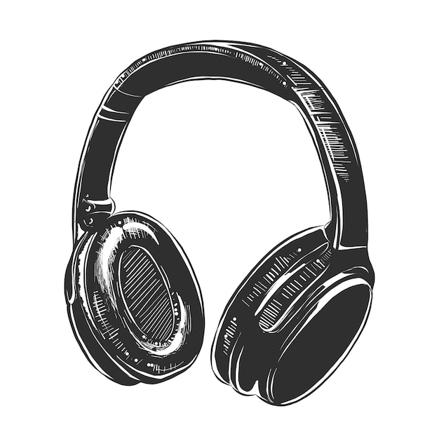 Sketch of headphones in monochrome 