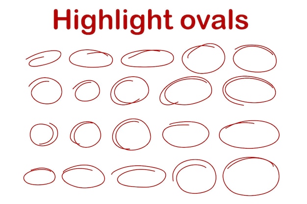 Sketch highlight ovals frame set doodle marker hand drawn highlight circles frame marker sketchy