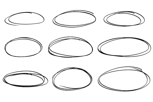Sketch highlight ovals frames Doodle marker hand drawn highlight scrawl circles frame Highlighting