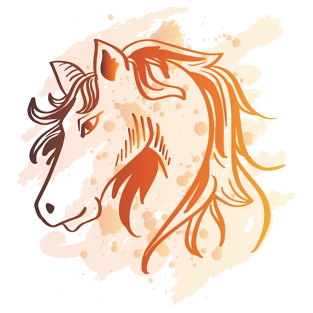 Sketch horse head hand drawing illustration