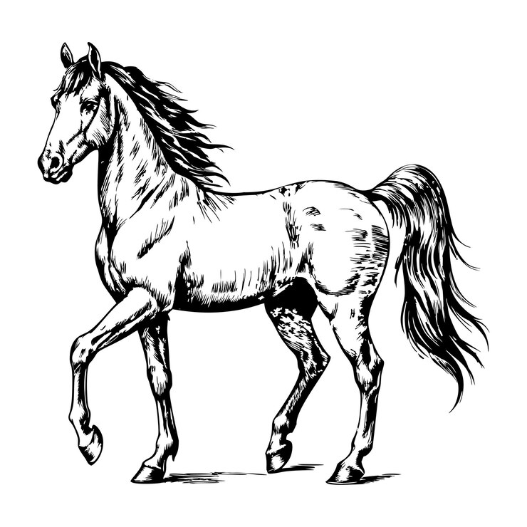 Sketch of a horse on a white background