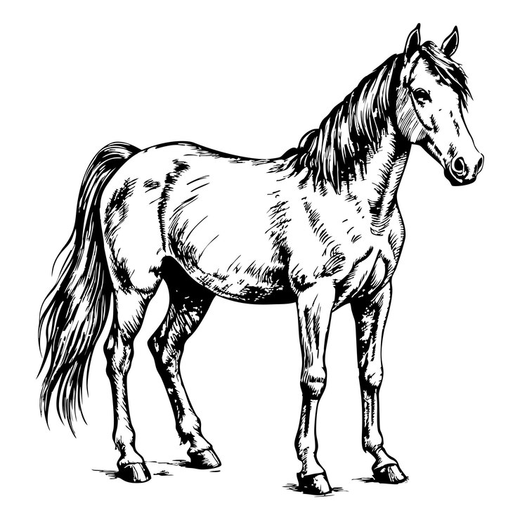 Sketch horse on a white background