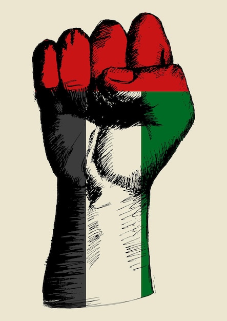 Vector sketch illustration of a fist with united arab emirates insignia