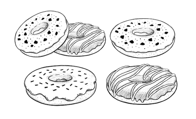 Sketch illustration set of Donuts