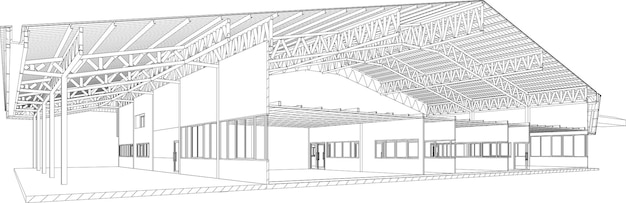 A sketch of the interior of a building