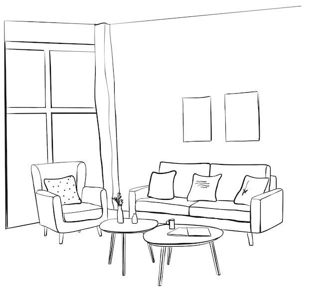 Sketch of the interior living room