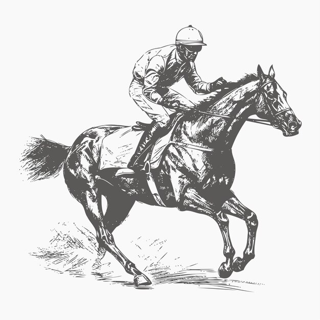 Vector sketch of jockey racing hand drawn sketch