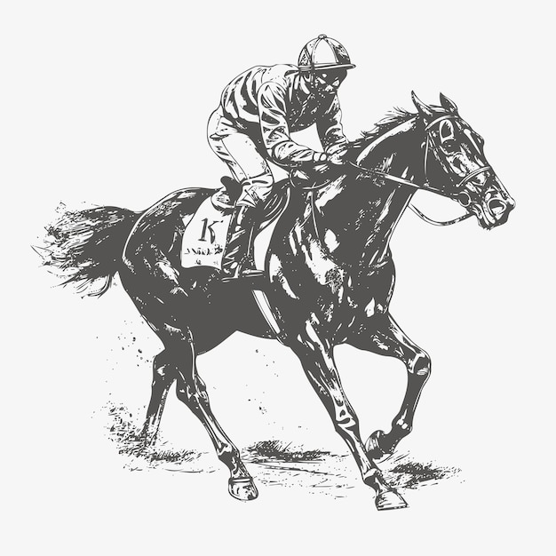 Vector sketch of jockey racing hand drawn sketch