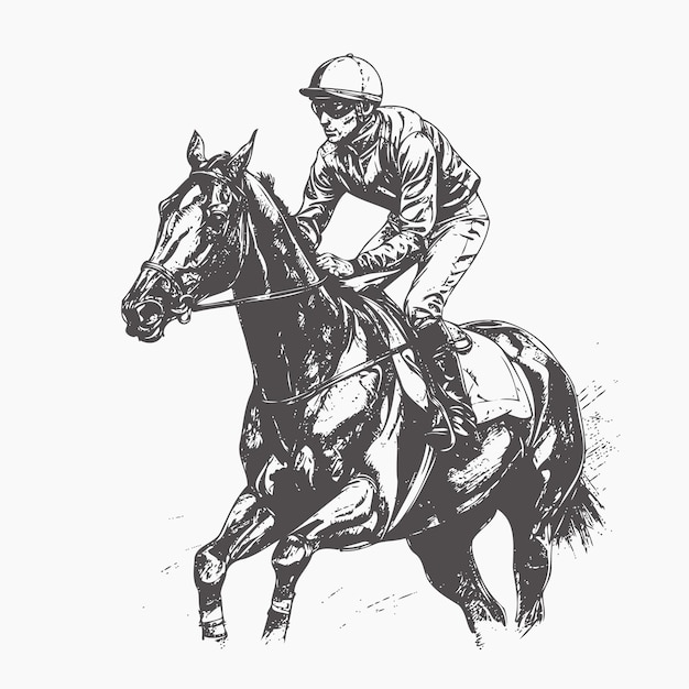 Sketch of jockey racing hand drawn sketch