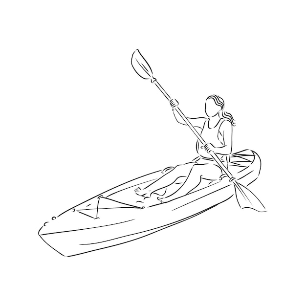 Sketch of kayaking people Hand drawn Vector illustration kayak vector sketch