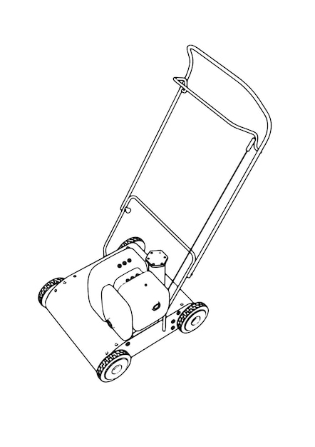 Sketch lawn mower with motor vector