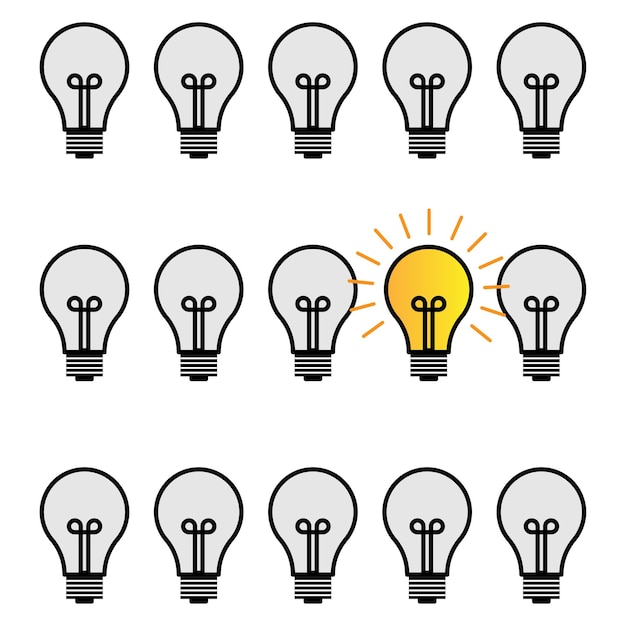 Sketch light bulbs set for web design. Vector illustration. Stock image. EPS 10.