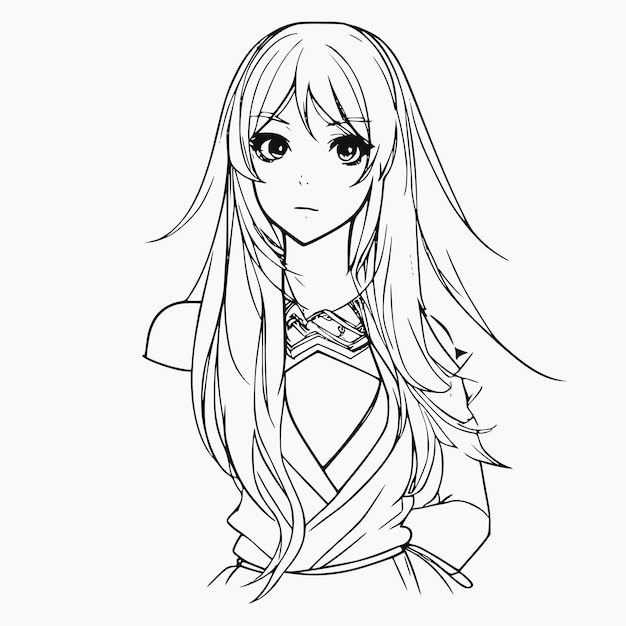 Premium Vector  Anime girl outline drawing